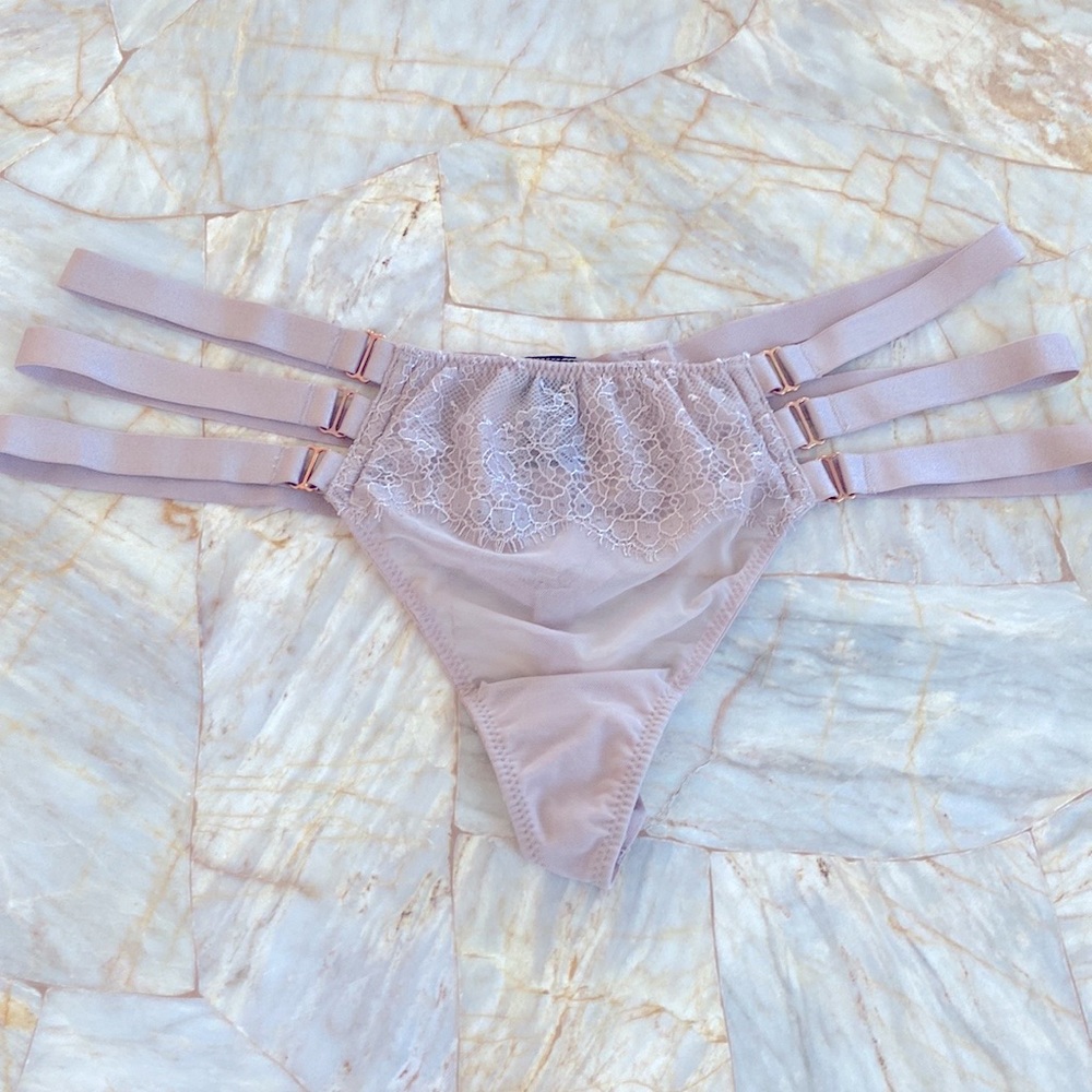 Victoria Secret Triple Strap‎ Strappy Beige Panty Small